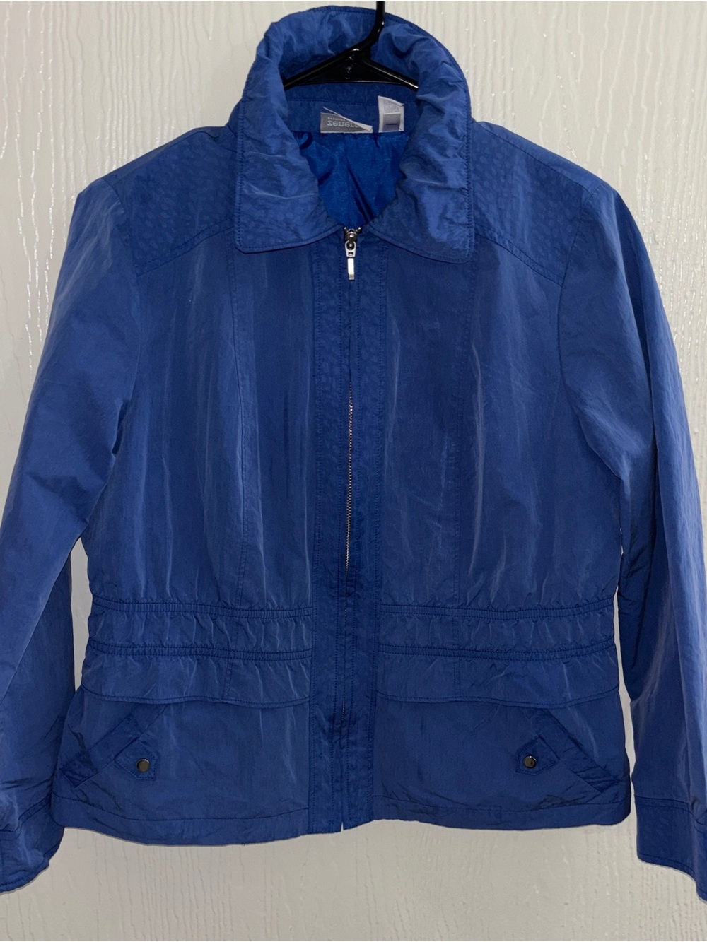 Chico's Zenergy Jacket Women Size 1 Medium Zip Long Sleeves Blue Lightweight